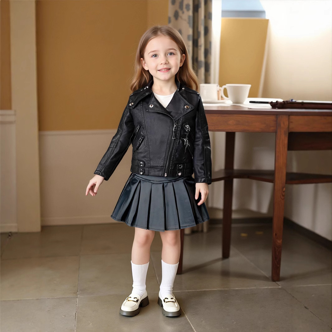 Jaket Kulit PU Anak Perempuan  - Photography Design ulasan dan harga